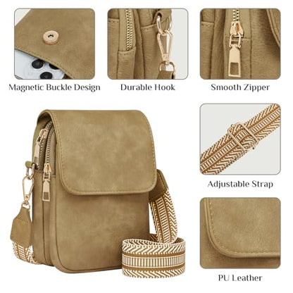 Fashion Small Crossbody Bags for Women Trendy Designer Cell Phone Purses | Adjustable Straps,with Card Holder,Detachable Wristlet Strap,small Cross Body Bag for Woman,Mini Bags,Travel Purse,Work,Gym - color: Huashan Apricot