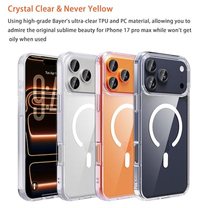 Magnetic iPhone 17 pro max Case Phone Case Cover, Screen Protectors X1, Compatible with Magsafe, Anti Yellowing,Slim,Shockproof, Protective (Black Magsafe, iPhone 17 pro max) - color: Black Magsafe, size: iPhone 17 Pro Max