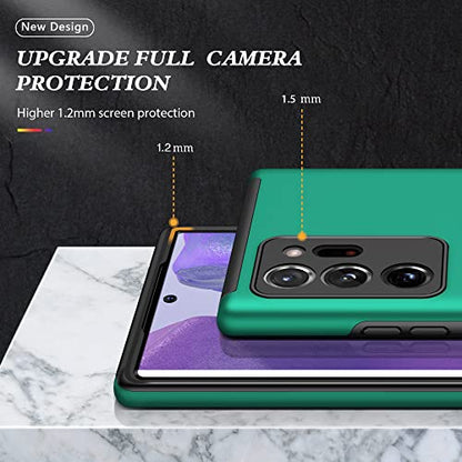 for Note 20 Ultra Case, Samsung Galaxy Note 20 Ultra Case with Self Healing Flexible TPU Screen Protective [2 Pack], Military Grade Invisible Kickstand Case for Samsung Note 20 Ultra 5G-Green - color: YX-Green