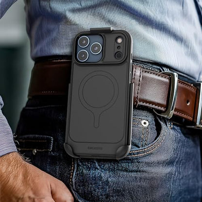 Encased Thin Armor for iPhone 17 Pro Max Case with Belt Clip Holster | Slim Flexible TPU Cover (Compatible with MagSafe) Black - size: iPhone 17 Pro Max