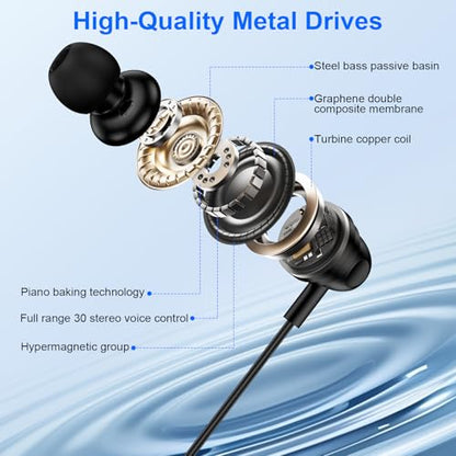 for Samsung Ear Buds Wired Earbuds for Samsung Galaxy S26 Ultra S25 FE Edge - color: Black