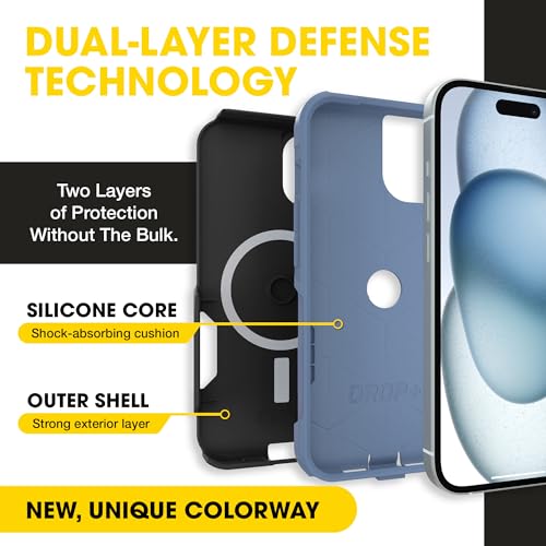 OtterBox iPhone 17e, 16e, 15, 14, 13 Commuter Series Case - Black & Blue | 3X Military Drop Protection - Slim - Dual-Layer Shockproof Design - Pocket-Friendly - Raised Edges - Port Covers - color: Black/Blue
