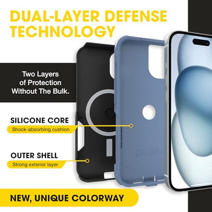 OtterBox iPhone 17e, 16e, 15, 14, 13 Commuter Series Case - Black & Blue | 3X Military Drop Protection - Slim - Dual-Layer Shockproof Design - Pocket-Friendly - Raised Edges - Port Covers - color: Black/Blue