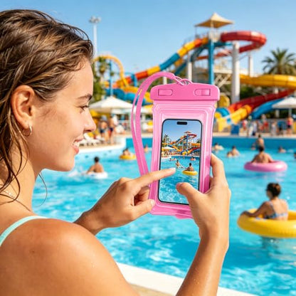 Universal Phone Dry Bag Waterproof Case for Smartphone, Touch Screen Friendly Floatable Pouch for Swimming Beach Boating Kayak (Pink) - color: Pink