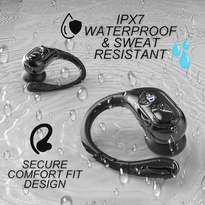 Groove 4-in-1 Wireless Earbuds w/Charging Case - 80 Hours Playtime Wireless Headphones Bluetooth 5.3 IPX7 Waterproof Noise Cancelling Earphones w/LED Light Display | Phone Charging Pad Electronics - color: Black