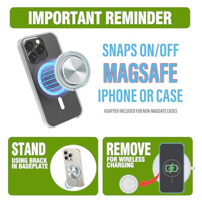Cell Phone Grip with Kickstand, Secure Hold for iPhone Cases, Adjustable Foldable Desktop Phone Holder Cradle Dock Compatible (Green Stainless Steel) - color: Green Stainless Steel
