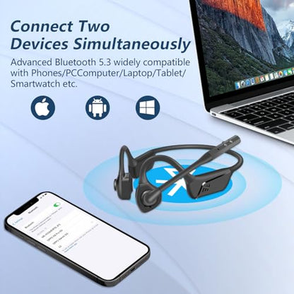BANIGIPA Bluetooth Headset with Microphone, Open Ear Headphones with Mic