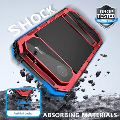 Lunivop Compatibility with iPhone Air Case 6.5'' 2025 Heavy Duty with Built in Screen Protector Lens Protection Rugged Stand 360 Full Body Military Grade Metal Bumper Phone Cases Men 17 Air Red - color: Red, size: iPhone 17 Air 6.5 2025