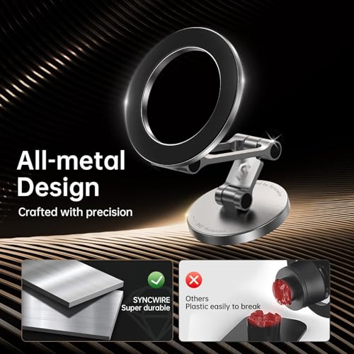 Syncwire Fits MagSafe Car Mount Magnetic Phone Holder for Dash and Tesla - color: Titanium Silver
