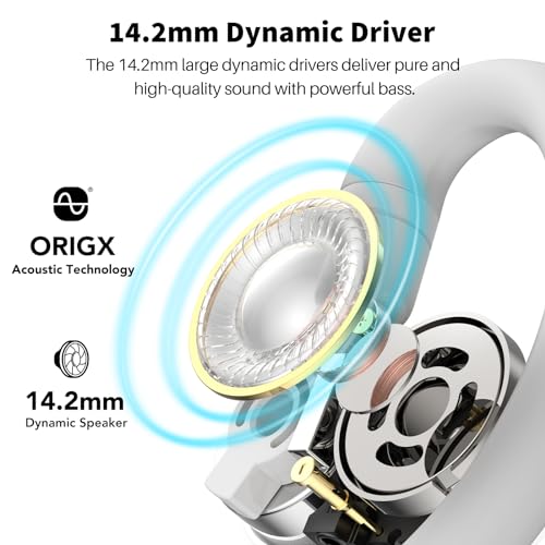 TOZO O2 Open Ear Wireless Earbuds,Multi-Angle Adjust 42H Bluetooth 5.3 - color: White