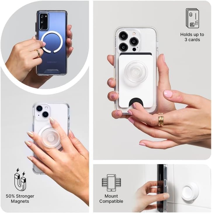 PopSockets Phone Grip for MagSafe, Magnetic Holder- Translucent Mint - color: Mint, style: MagSafe