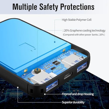 S22 Portable Charger, Mini Colorful Power Bank, PowerNano, 5000mAh External Battery Pack Compatible with iPhone 15/14/13/12/11/X All Series and Android Phone,Blue - color: blue