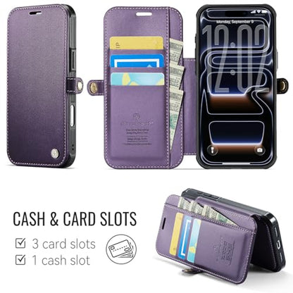 for iPhone 17 Pro Max Slim Case Wallet Wireless Charging, Purple - color: Purple, size: iPhone 17 Pro Max - 6.9"