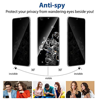 [2 Pack Compatible with Samsung Galaxy S20 Ultra 5G 6.9-inch Privacy Screen Protector, Anti-Spy Flexible TPU Film, Support Fingerprint Unlock, Easy Installation, Full Coverage, Bubble Free