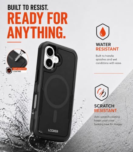 LOOXER® Heavy Duty Rugged Magnetic Case for iPhone 17 (6.3”) | Military Grade Shockproof Protection,MagSafe Compatible+ Tempered Glass Included (Black, 17) - color: Black, size: 17