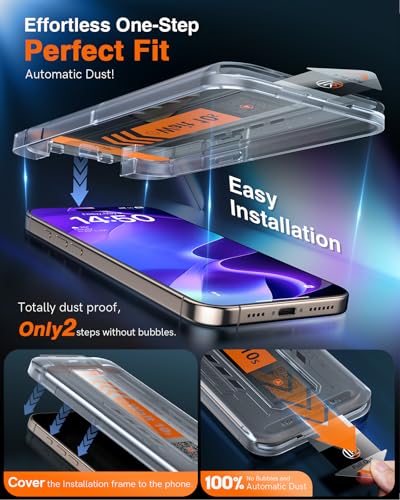 LK 3 Pack for iPhone 15 Pro Max Screen Protector [One-Pull Install]