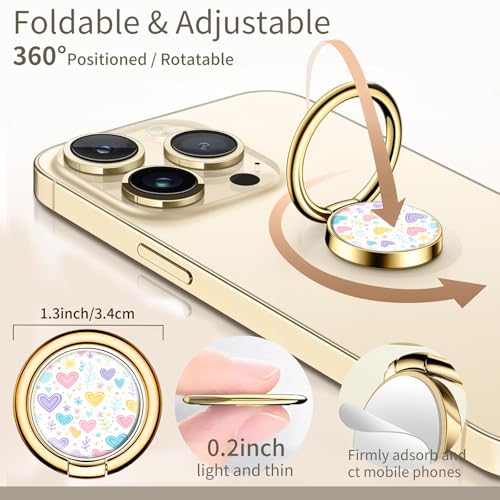 Cell Phone Ring Holder, Cute Phone Ring Grip Stand, 360°Rotation Funny Metal Kickstand Finger Grip Cute Hearts - color: Cute Hearts