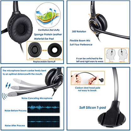 VoiceJoy Monaural Headset with Noise Cancelling Microphone with QD(Quick Disconnect),Compatible and Plantronics QD Quick Disconnect Connector