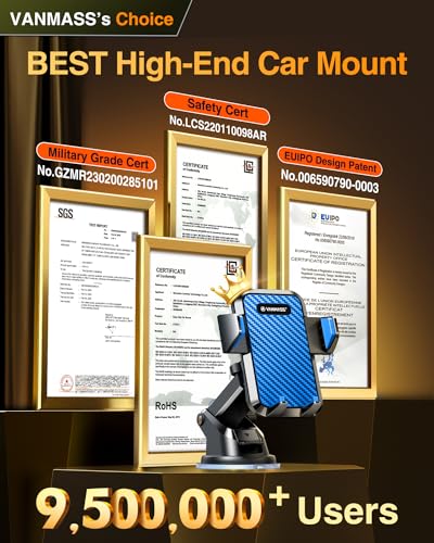 VANMASS【85+LBS Strongest Suction & Military-Grade Ultimate Car Phone Mount - color: Light Blue