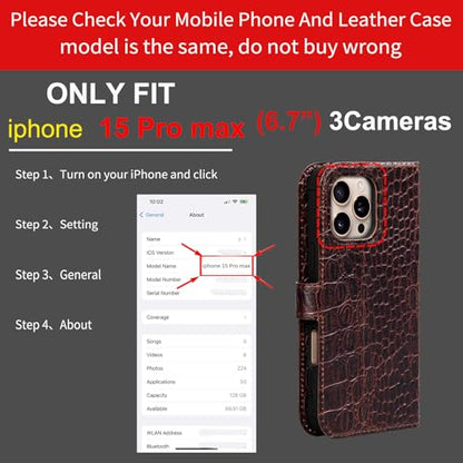 Leather Case Compatible with iPhone15 Pro Max Wallet 6.7" | Genuine Leather 2-in-1 Magnetic Detachable Shockproof,Flip Folio Cover with Card Slot,Wireless Charging RFID Blocking,Brown - color: Brownness, size: 6.7”-15 Pro Max