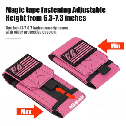Tactical Molle Phone Cover Case, Heavy Duty Loop Belt Holster Pouch with Flag Patch for iPhone 17 Pro Max/Air/17 Pro/17/16 Pro Max/15 Pro Max/14 Pro Max/13 Pro Max (Hot Pink) - color: Hot Pink