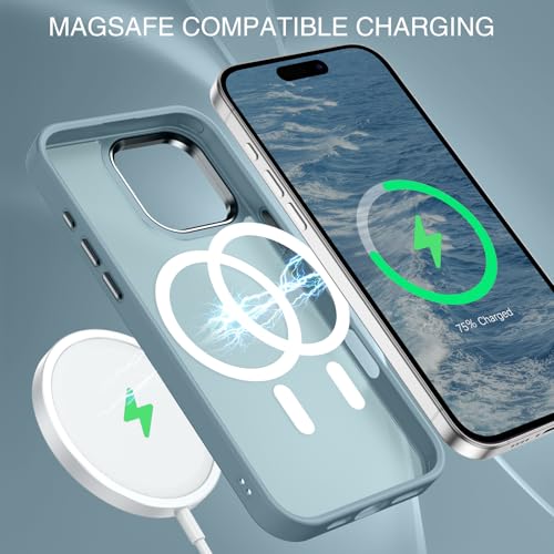 BENTOBEN Magnetic for iPhone 16 Pro Max Case,(Compatible with MagSafe) (Military Grade Drop Protection) Slim Translucent Matte Shockproof with Anti-Fingerprint Phone Case 6.9",Gray Blue - color: Gray Blue