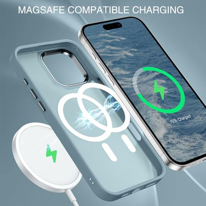 BENTOBEN Magnetic for iPhone 16 Pro Max Case,(Compatible with MagSafe) (Military Grade Drop Protection) Slim Translucent Matte Shockproof with Anti-Fingerprint Phone Case 6.9",Gray Blue - color: Gray Blue