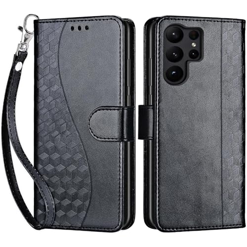 for Samsung Galaxy S23 Ultra Wallet case, Black | 3 Card Holders, Kickstand, Shockproof TPU Shell, PU Leather, Magnetic Closure, Protective Flip Folio Cover, Women - color: 3