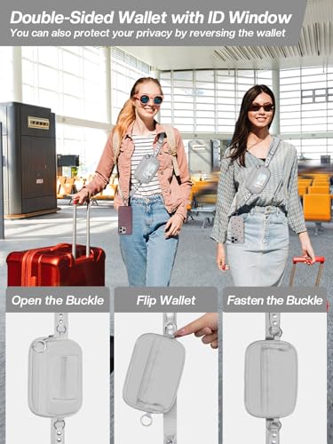 Tiostep Clip and Go Strap for Phone with Wallet Crossbody Phone Lanyard Adjustable and Detachable RFID Wristlet Wallet (Grey, Medium) - color: Grey, size: Medium