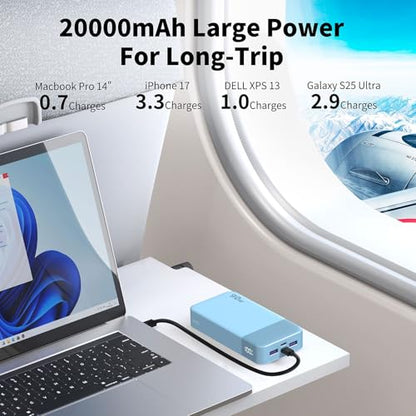 NOBIS 90W Portable Charger 20000mAh Laptop Power Bank Fast Charging - color: Blue