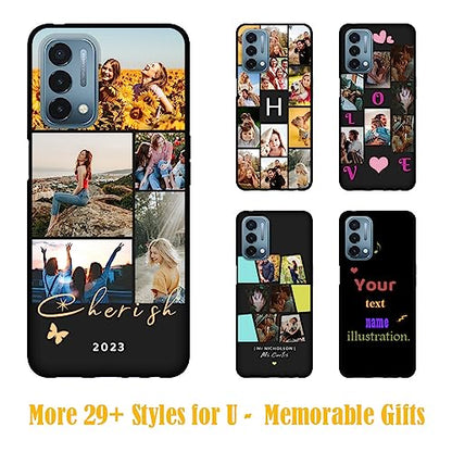 Create Your Own Unique Personalized Picture Phone Case for OnePlus Nord N200 5G - Customizable Photos Image Name Logo with Letter & Words N 200 5 G Phone Cover, Soft Slim Resist Sweat - color: Black 10 - Cherish, 5 Photos Text