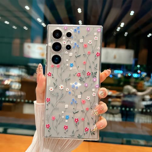 for Samsung Galaxy S23 Ultra Case, Floral Flowers Cute Aesthetic Clear Floral Branch Pattern Case for Women Girls,Transparent Slim Soft Shockproof Cover for S23 Ultra,Line Flower - color: Line Flower, size: for Samsung Galaxy S23 Ultra