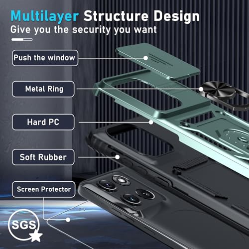 for Moto G Stylus 5G 2026/2025 Case Built in Slide Camera Cover - color: Dark Green, size: Moto G Stylus 5G 2026/2025
