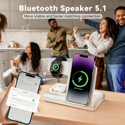 BLKE Bedside Charging Hub with Speaker Light: Foldable Wireless Station