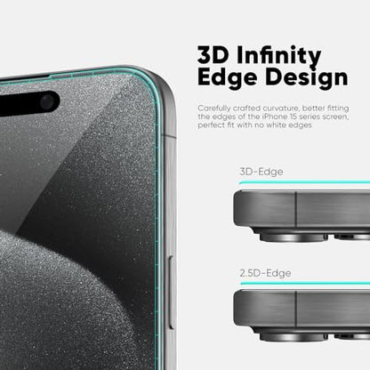 FLOLAB NanoArmour ONETIME PRO for iPhone 15 Pro Privacy Screen Protector, Anti-Reflective, 3D Edge-to-Edge, Anti-Spy Tempered Glass, Reinforced Edges, Durable, Smooth, Easy Install, Dust-Free - size: 15 Pro