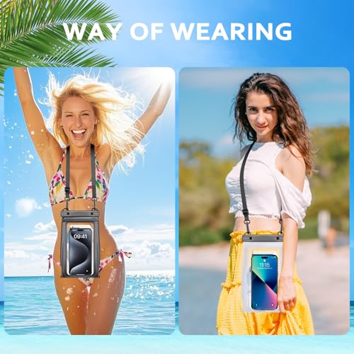PEDVSTY Floating Waterproof Phone Pouch 2 Pack, Double Seals Dry Bags, 7.2" | Sealing Strip, Expandable Space, Adjustable Lanyard, Kayak Beach Pool Cruise Essentials, Fits for iPhone Galaxy All Phones - color: White+Black