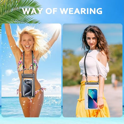 PEDVSTY Floating Waterproof Phone Pouch 2 Pack, Double Seals Dry Bags, 7.2" | Sealing Strip, Expandable Space, Adjustable Lanyard, Kayak Beach Pool Cruise Essentials, Fits for iPhone Galaxy All Phones - color: White+Black