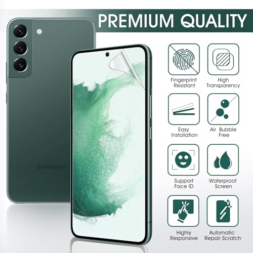 3 Pack TPU Screen Protector for Samsung Galaxy S22, Self-Healing HD Flexible Hydrogel Film Compatible with Galaxy S22 5G 6.1", Support Fingerprint Unlock, Scratch-Resistant, Bubble Free - size: Samsung Galaxy S22