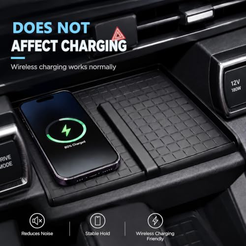 Wireless Charging Protective Mat for Toyota RAV4 2026 Accessories Silicone Center Console Wireless Charging Anti-Slip Cover Pad Heat Insulation Waterproof Easy to Clean Black for RAV4 - size: for Toyota RAV4 2026