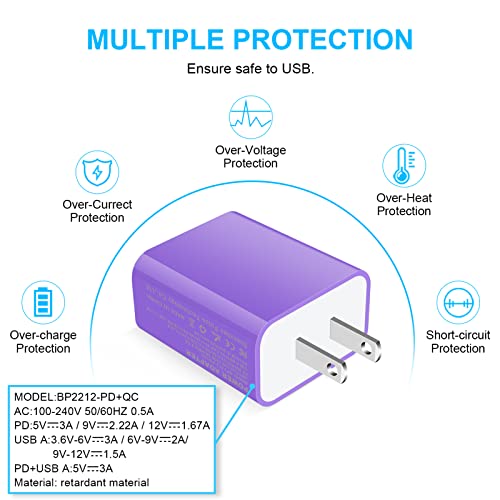 USB C Fast Wall Charger for Google Pixel 11/10a/10/9a/9/9 Pro XL/8a/8/8 Pro - color: Purple