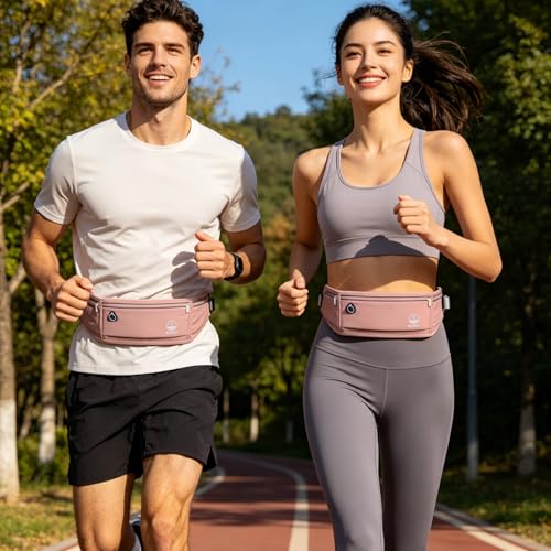Slim Running Belt Fanny Pack, Phone Holder Waist Pack Money Belt - Pink - color: X Pink