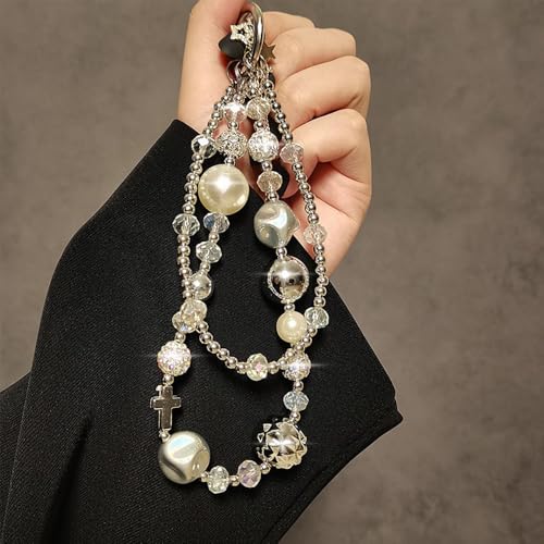 Phone Wrist Strap,Marble Beaded Phone Charm with Tether Tab,Hands-Free Wrist Strap (F) - color: F