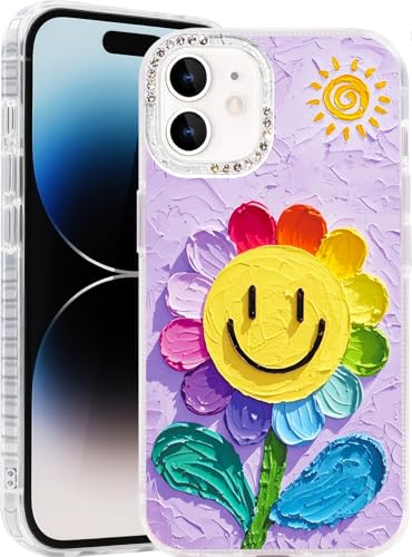 Compatible with iPhone 11 Case,with [Soft Slim][Camera Protection] Cute Rainbow Flower Aesthetic Phone Cover Anti-Yellowing Shockproof Protective Cover for Women Girl-Purple - color: Purple, size: iPhone 11