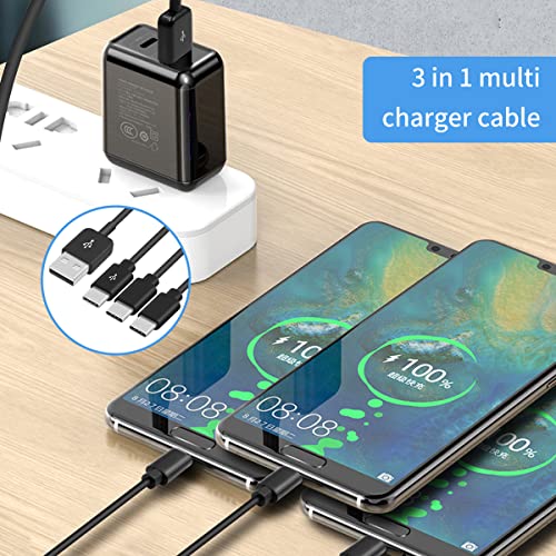 Duttek USB A to USB C Splitter Cable, USB C Splitter Multi Charging Cable, 3 in 1 USB2.0 Male to 3 USB C Male Multi USB C Cable Compatible with USB Type-C Phones, Tablets 5 Ft/1.5M (Black)