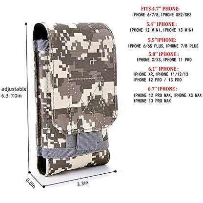 Universal Tactical MOLLE Holster Army Mobile Phone Belt Pouch EDC Security Pack Carry Accessory Kit Waist Bag Case Compatible iPhone 13 Pro X XS Max XR 7 8 6/6s Plus for Samsung Galaxy S10 S9 S8 Plus - color: #B (Big)