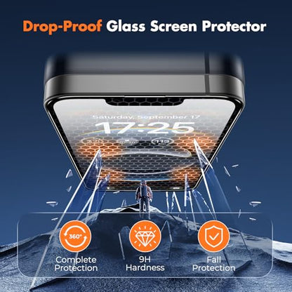 UNBREAKcable for iPhone 16e Screen Protector, 3-Pack Shatterproof Tempered Glass [Easy Installation Frame] [99.99% HD Clear] [9H Hardness] [Case Friendly] [Bubble Free] for Apple iPhone 16e 6.1 inch - size: iPhone 16e