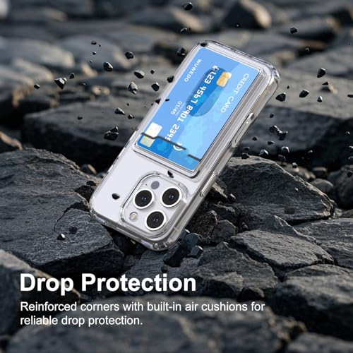 for iPhone 16 Pro Clear Wallet Case with an RFID Blocking Card, Holds 1-2 Credit Cards, Anti-Yellowing, Hybrid Protective Phone Case with Card Holder, 6.3" 2024 - color: RFID BC Clear, size: iPhone 16 Pro