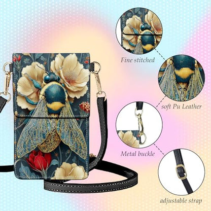 Small Crossbody Bags for Women Touchscreen Cell Phone Bag Cross Body Purses with adjustable Strap,Gifts For Teenage Girls - color: Cute Bumblebee Honeybee