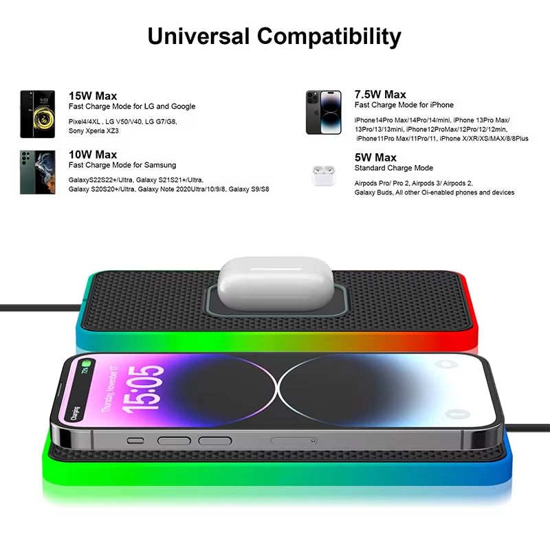 Wireless Charger Pad for Subaru Outback Ascent Solterra Car Interior Console Fast Charging Nonslip Mat 15W High Power Pad