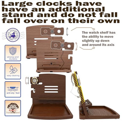 MED Wood Phone Docking Station Nightstand Desk Organizer for Phone, Watch, Wallet & Tablet Gift for Men, Husband, Father's Day, Dad & Women Model 1 (Dark Walnut) - color: Dark Walnut
